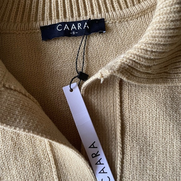 New NWT Caara Cropped Collared Wool Blend Sweater Mustard Yellow Sz Small S - Picture 3 of 7